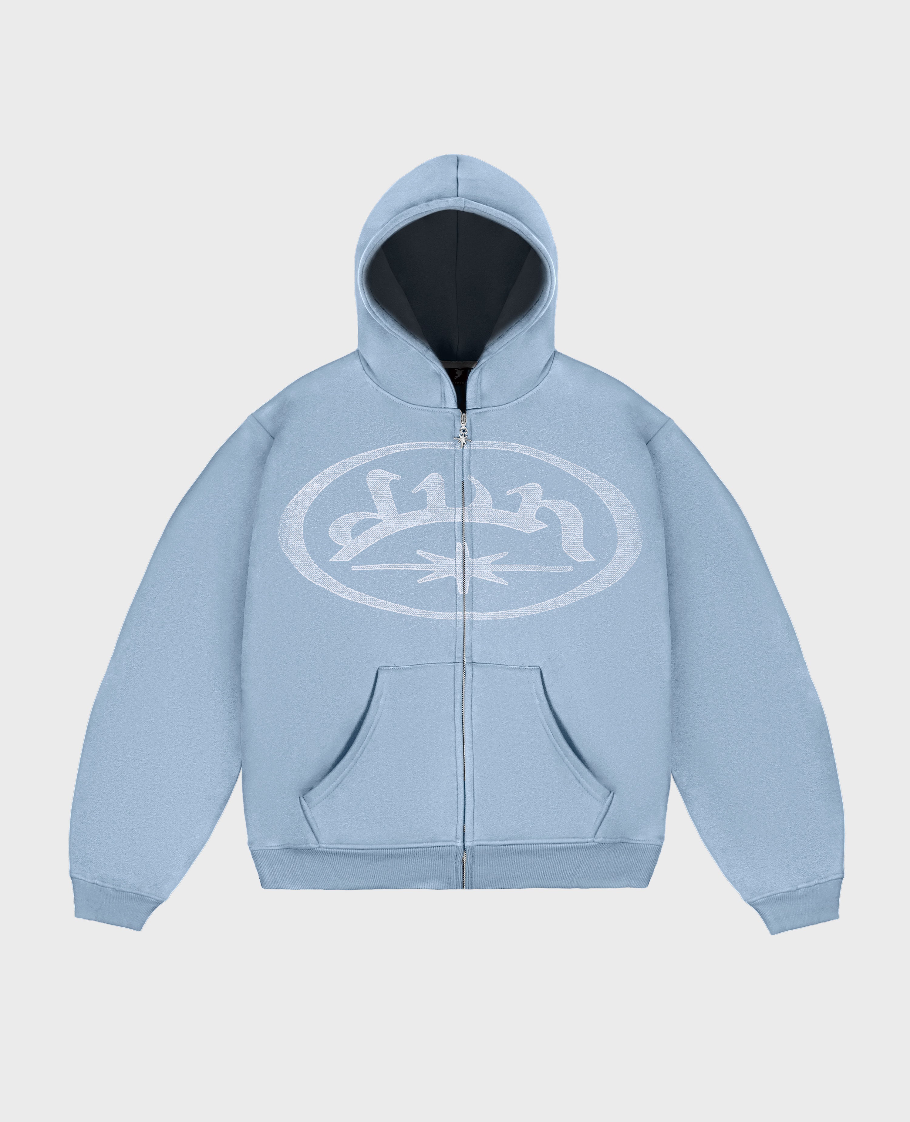 LIGHT BLUE OVERLOGO ZIP