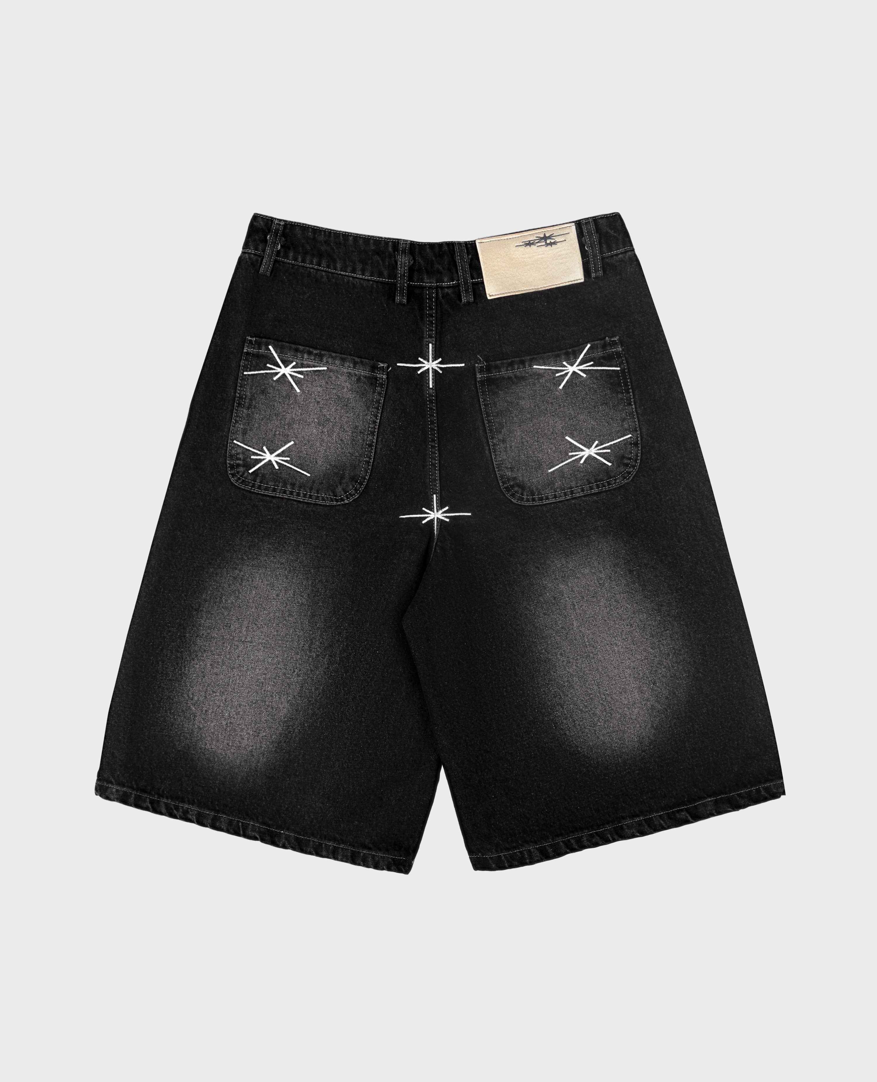 WASHED BLACK DENIM JORT